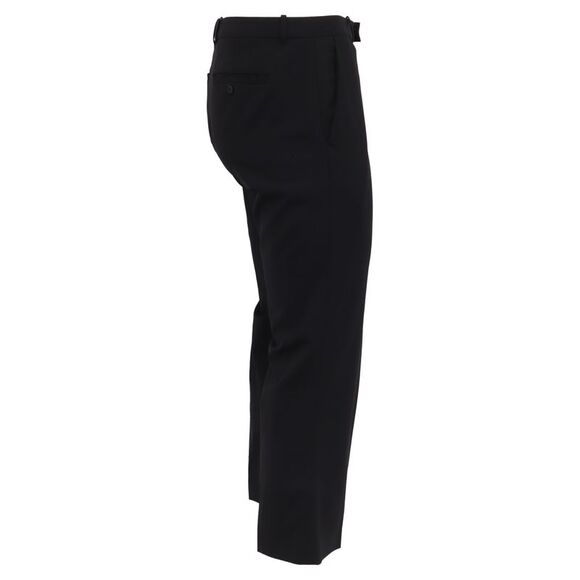 Theory Mid-Waist Regular Fit Cropped Trousers in Black Wool
